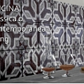 collezione I DECORATI dec stellare manganese per rivestimento cucina , con top in pietra lavica maiolicata